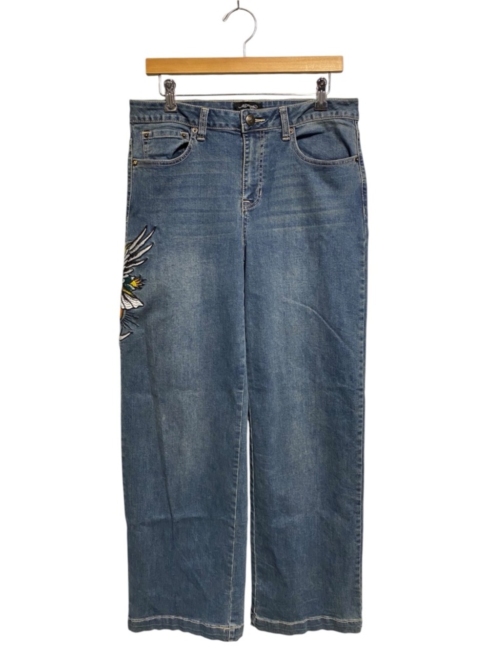 Women’s Ed Hardy Embroidered Wide Leg Jeans
